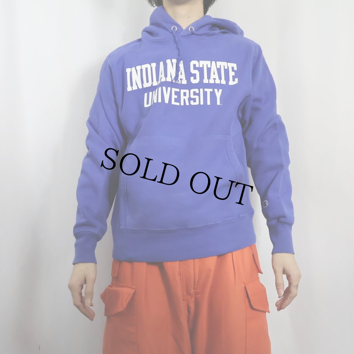画像2: Champion REVERSE WEAVE "INDIANA STATE UNIVERSITY" プリントスウェット フーディー S (2)