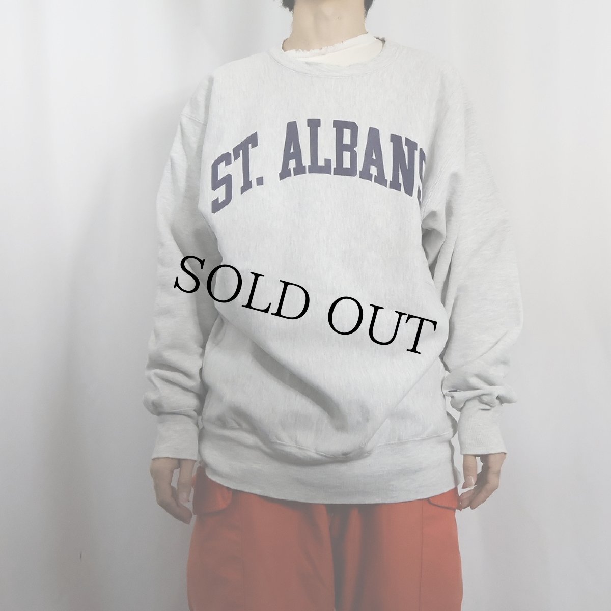 画像2: 90's Champion REVERSE WEAVE USA製 "ST.ALBANS" プリントスウェット XXL (2)