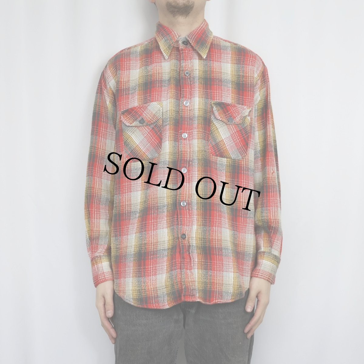 画像2: 70's ELY チェック柄 ヘビーネルシャツ L (2)