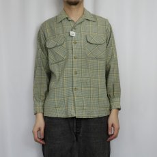 画像2: 60〜70's PENDLETON グレンチェック柄 オープンカラーウールシャツ M (2)