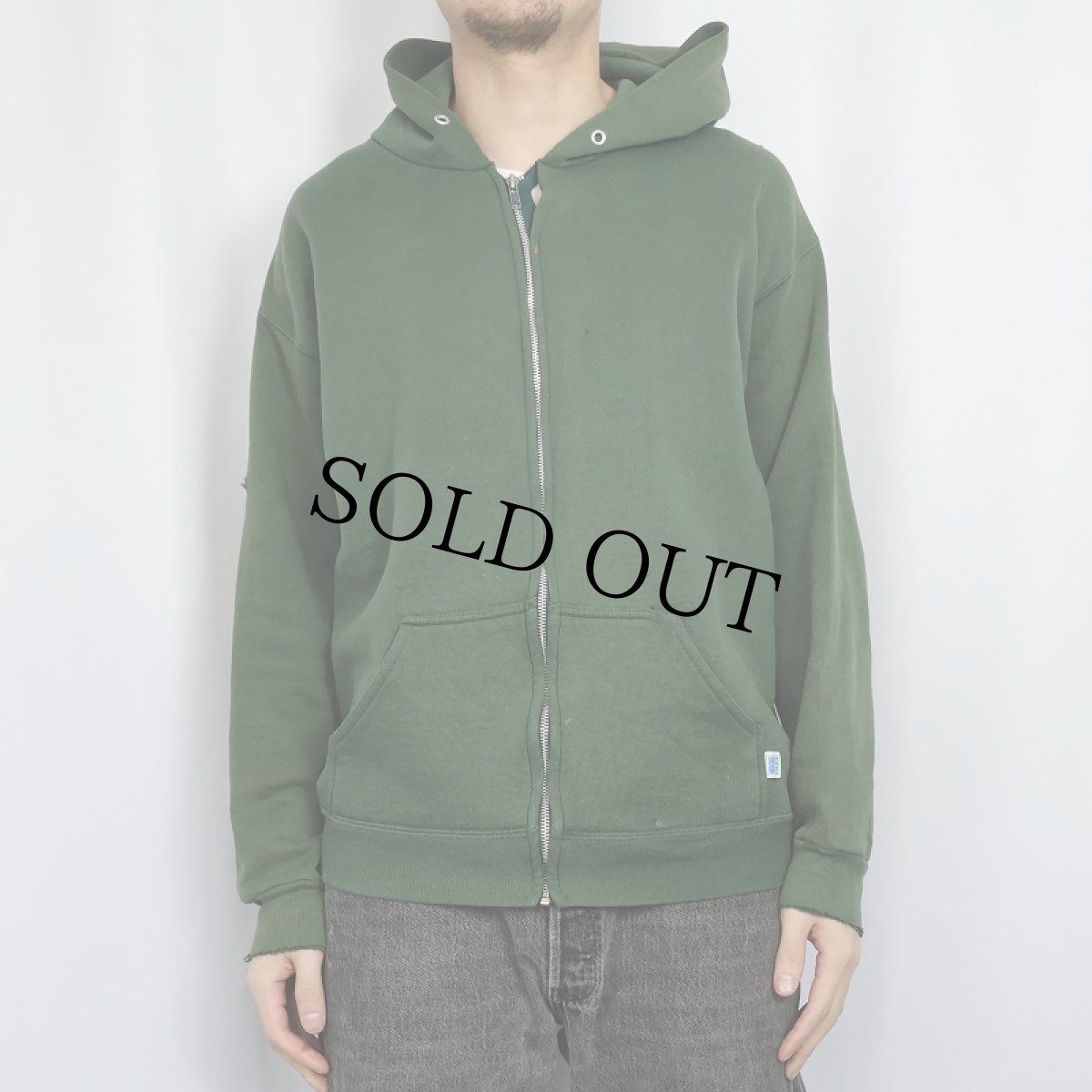 画像2: 90's DISCUS USA製 無地スウェットジップパーカー L (2)