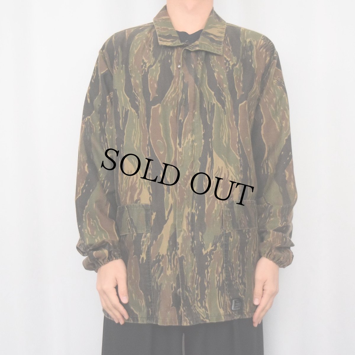 画像2: 80's CAMO CLAN USA製 タイガーストライプカモ柄 コットンジャケット M (2)