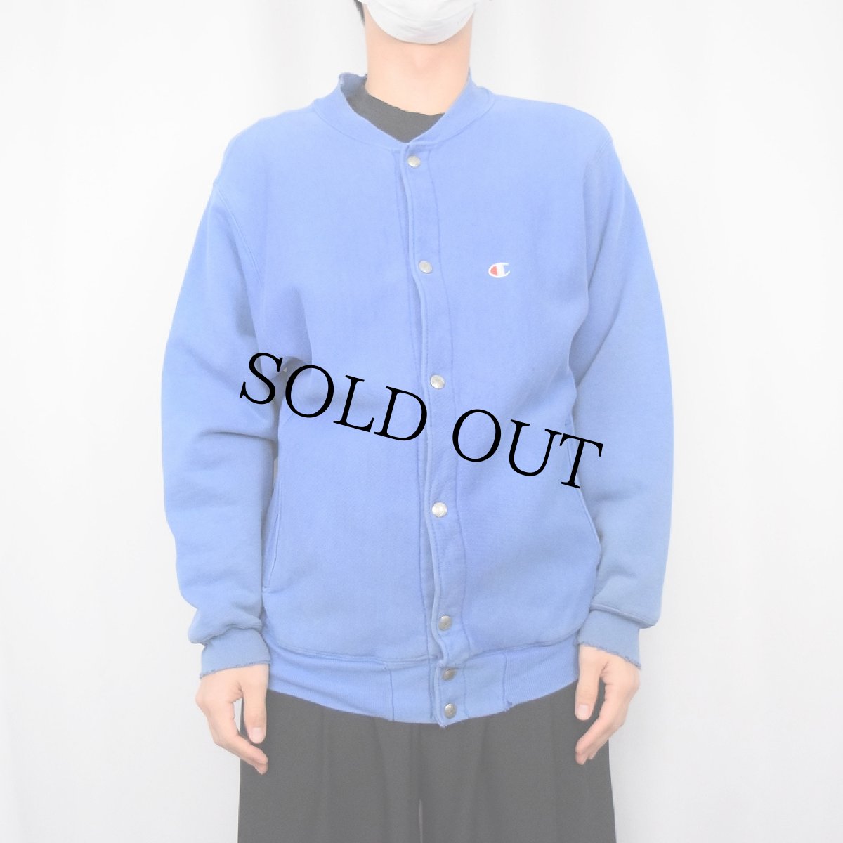 画像2: 90's Champion REVERSE WEAVE USA製 目付き スウェットスナップカーディガン M (2)