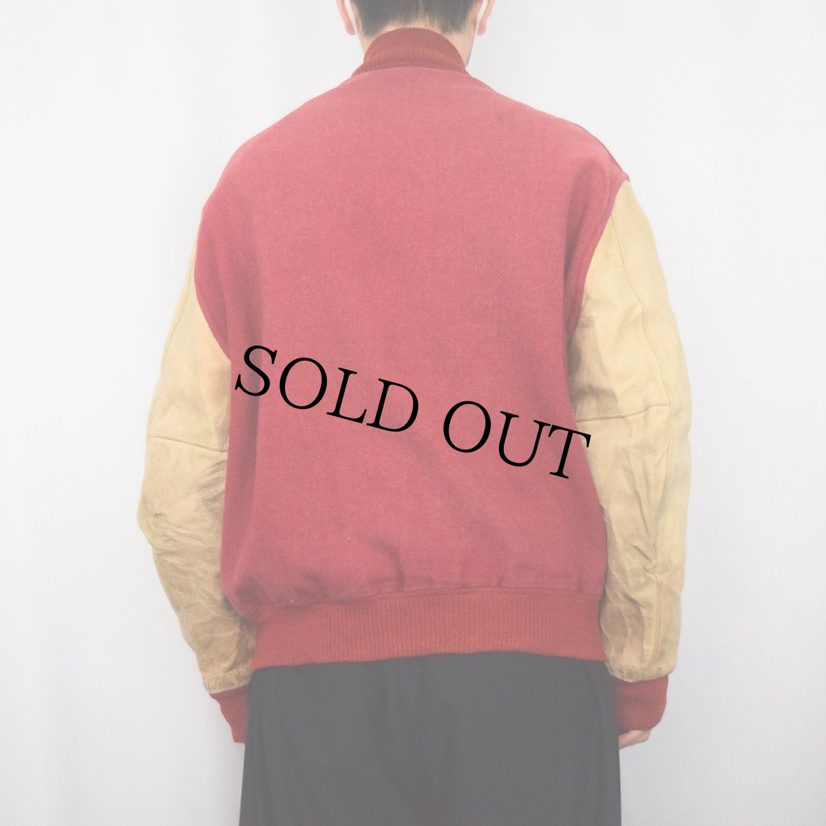 画像3: 40〜50's RETZ SPORTING GOODS Co. レザー×メルトンウール ボタンスタジャン SIZE46 (3)