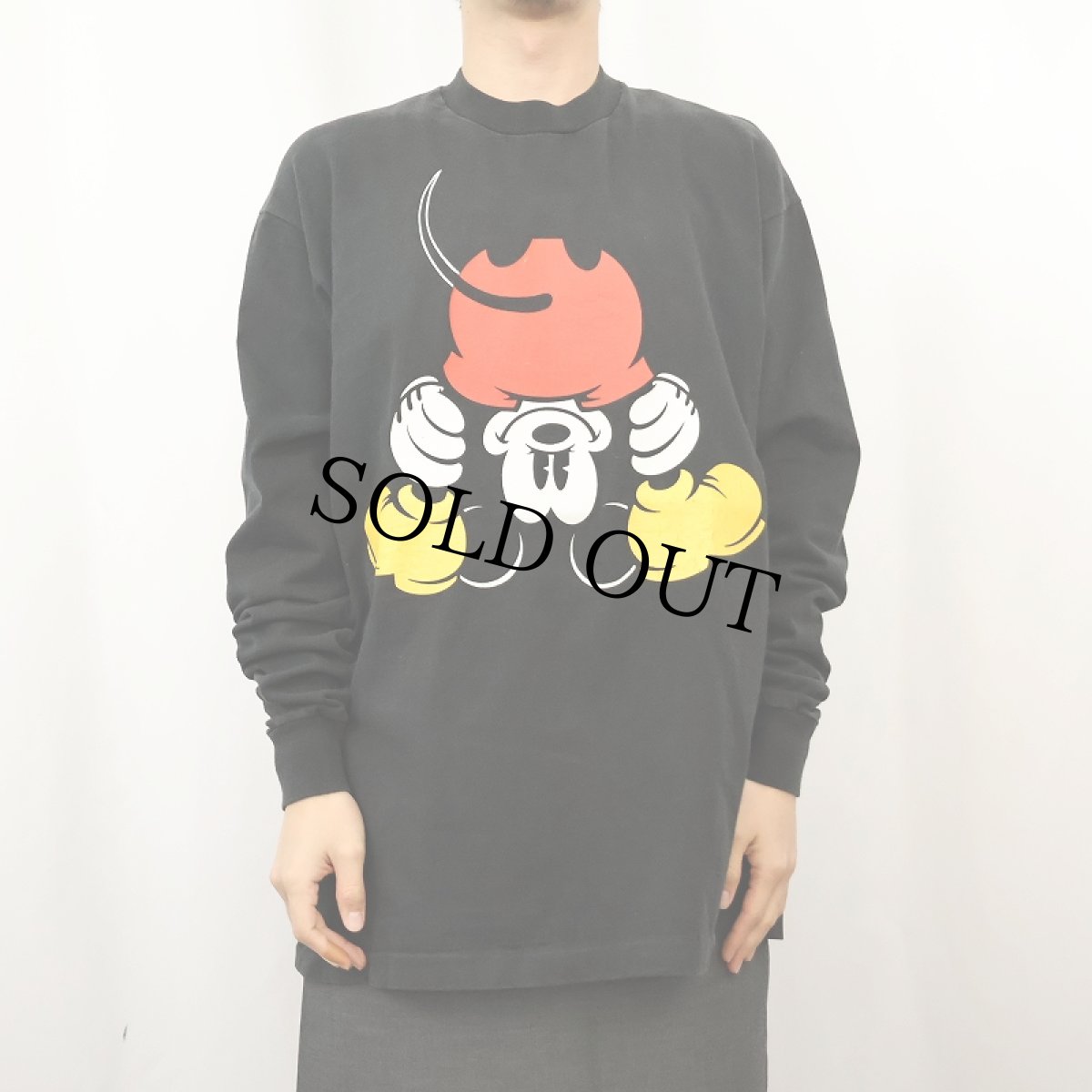 画像2: 90's MICKEY&CO. USA製 "MICKEY MOUSE" キャラクタープリントロンT BLACK XL (2)