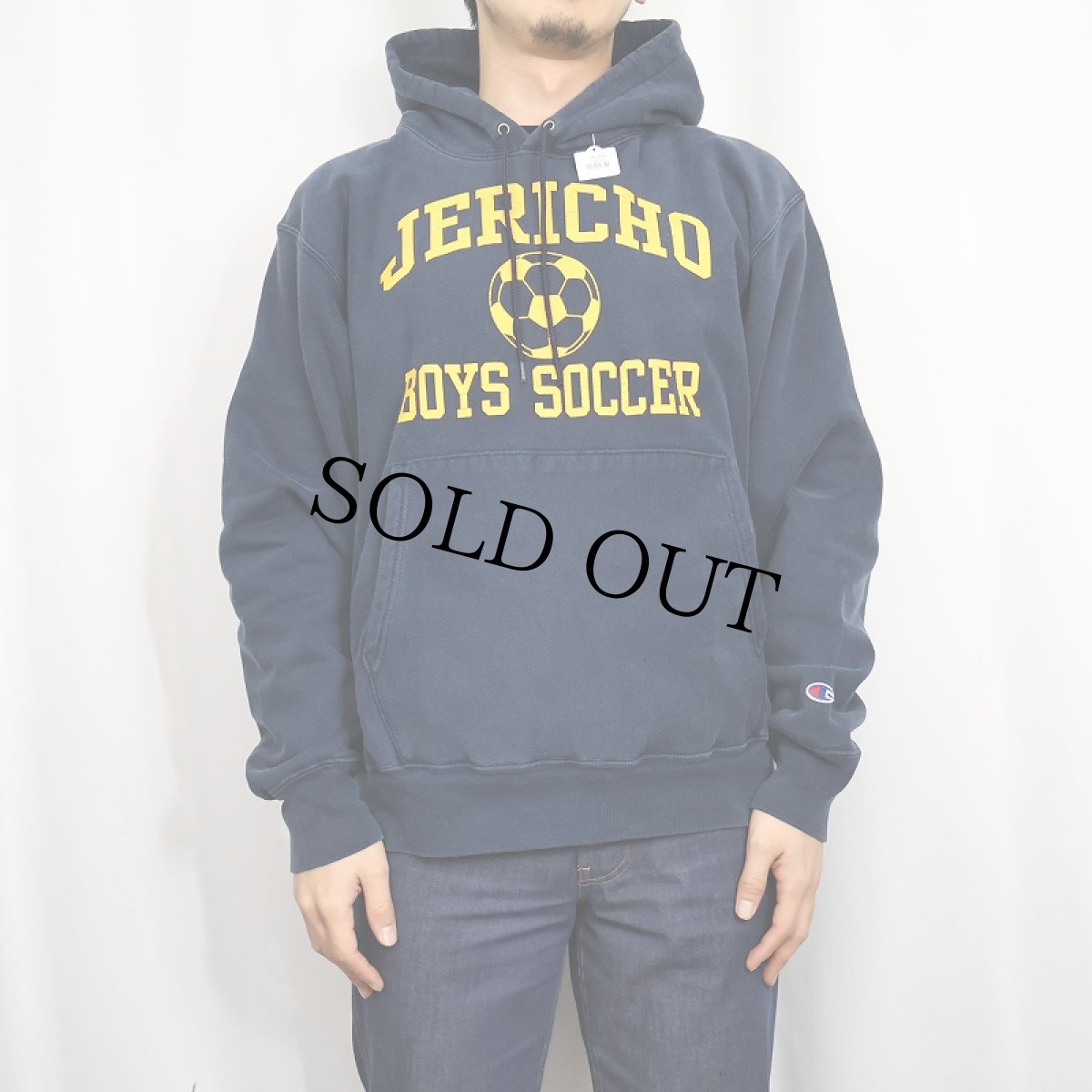 画像2: Champion PREMIUM REVERE WEAVE "JERICHO BOYS SOCCER" スウェットフーディー NAVY M (2)