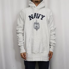 画像2: 90's USA製 REVERSE WEAVE TYPE "NAVY" プリントスウェットフーディー 3X (2)