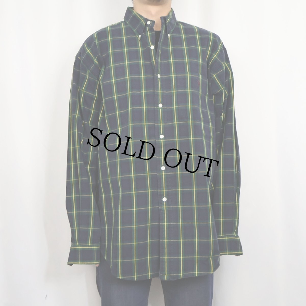 画像2: Ralph Lauren "BLAIRE" チェック柄 コットンボタンダウンシャツ L (2)