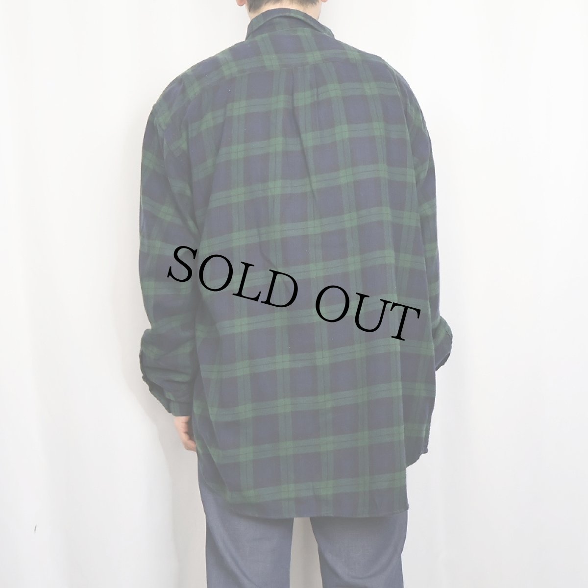 画像3: GAP ブラックウォッチチェック柄 コットンボタンダウンシャツ L (3)