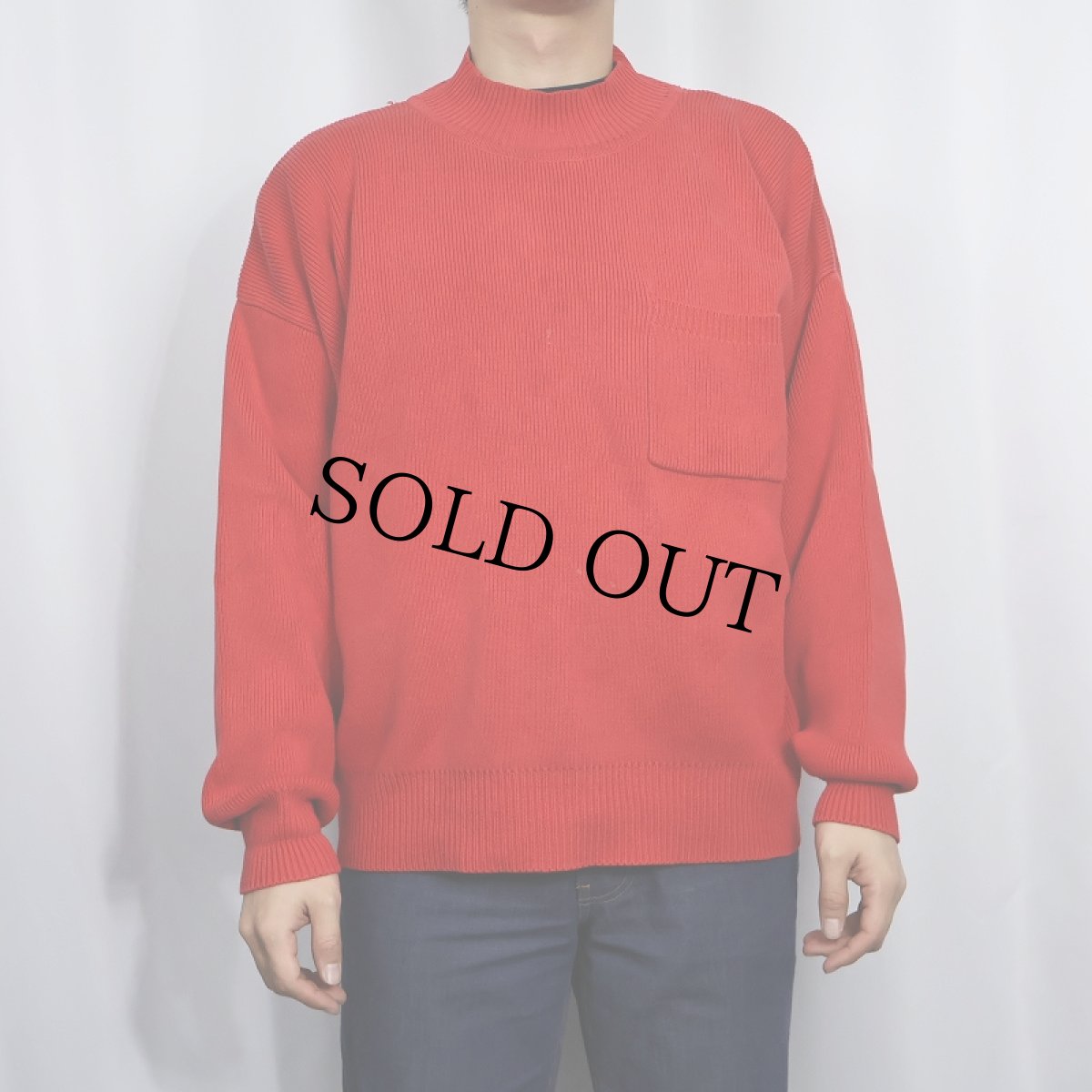 画像2: 90's GAP モックネック コットンニットセーター (2)