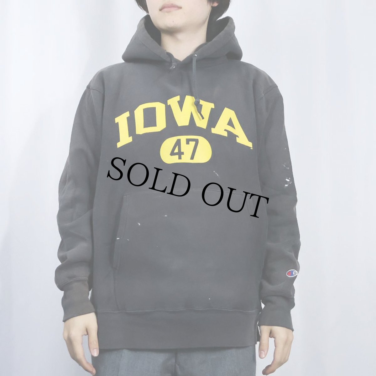 画像2: Champion ORIGINAL REVERSE WEAVE "IOWA" プリントスウェットフーディー BLACK L (2)