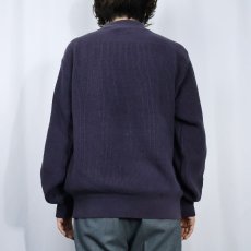 画像3: 90's LANDS'END USA製 ヘンリーネック コットンニットセーター NAVY L (3)