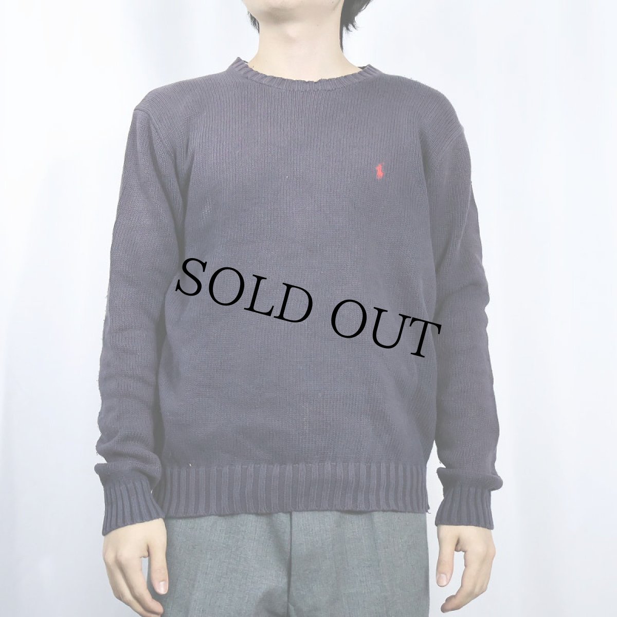 画像2: POLO Ralph Lauren ロゴ刺繍 コットンニトセーター NAVY M (2)