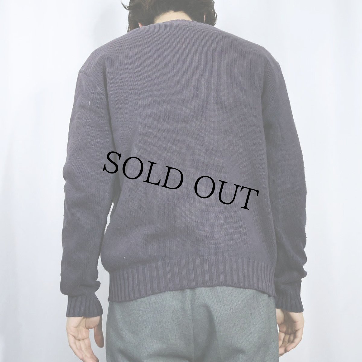 画像3: POLO Ralph Lauren ロゴ刺繍 コットンニトセーター NAVY M (3)