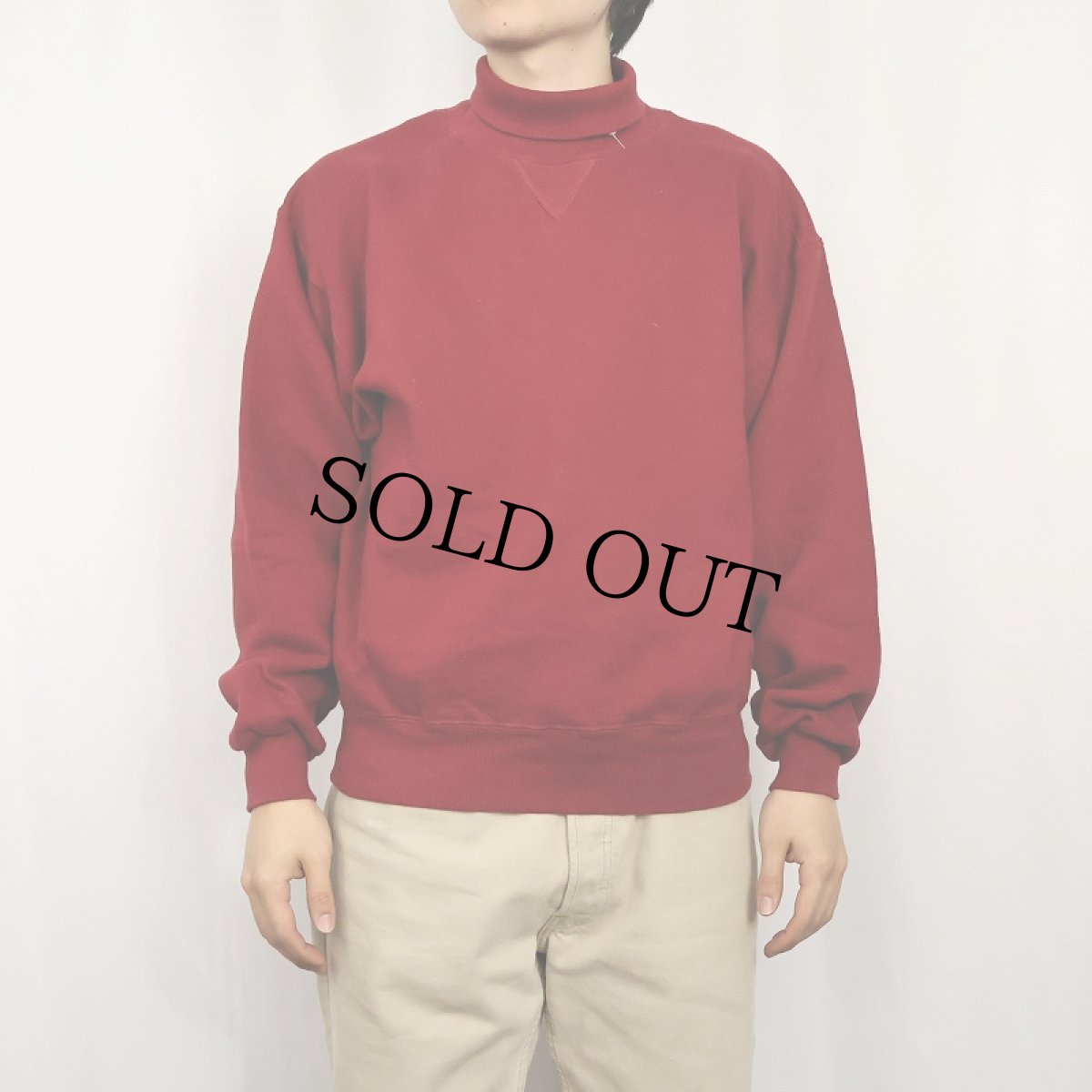 画像2: 90's L.L.Bean by RUSSELL ATHLETIC USA製 前V タートルネックスウェット M (2)