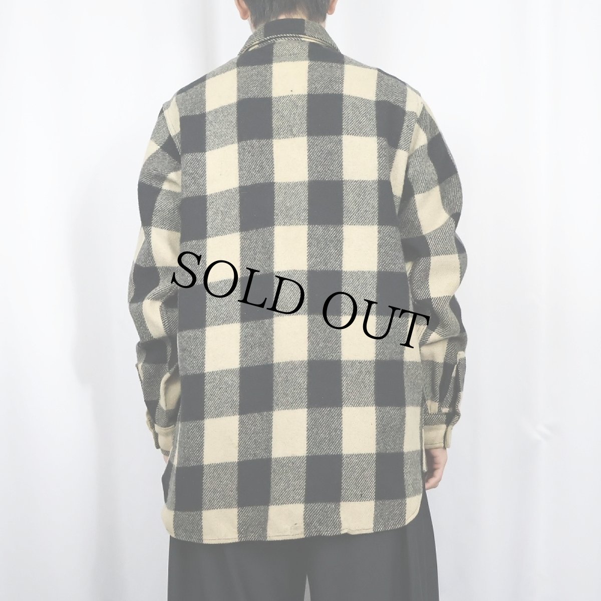 画像3: 50's CHIPPEWA ブロックチェック柄 猫目ボタン ウールシャツ (3)