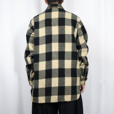 画像3: 50's CHIPPEWA ブロックチェック柄 猫目ボタン ウールシャツ  (3)