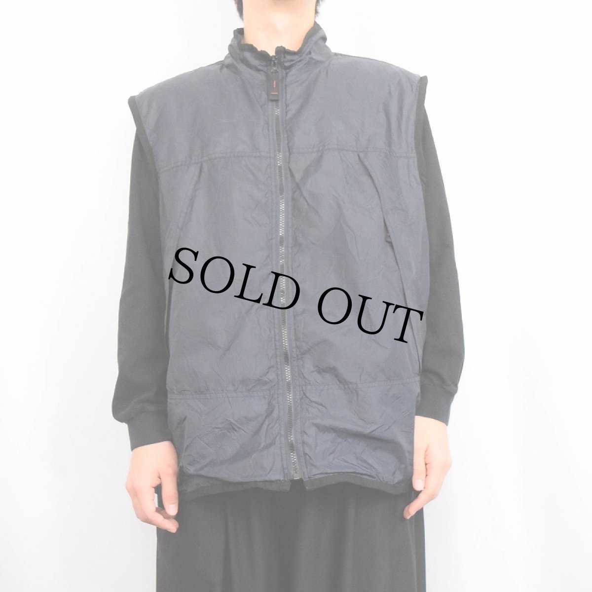 画像2: GAP "SEKRI TYPE" 裏サーマル ナイロンベスト NAVY XL (2)