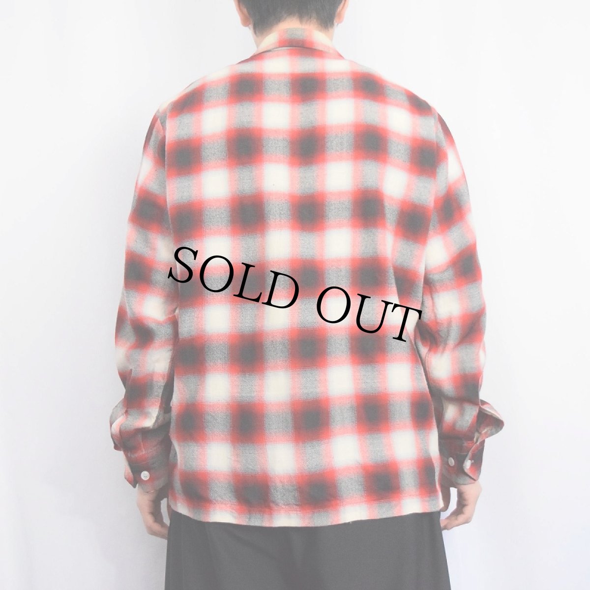 画像3: 60's Lanerossi オンブレーチェック柄 ウールオープンカラーシャツ (3)