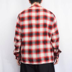 画像3: 60's Lanerossi オンブレーチェック柄 ウールオープンカラーシャツ  (3)