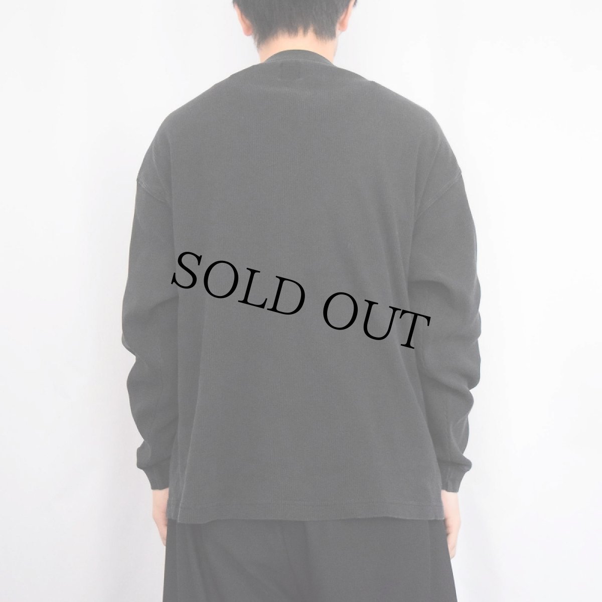 画像3: 90's GAP リブ編み ヘンリーネック ロンT BLACK S (3)