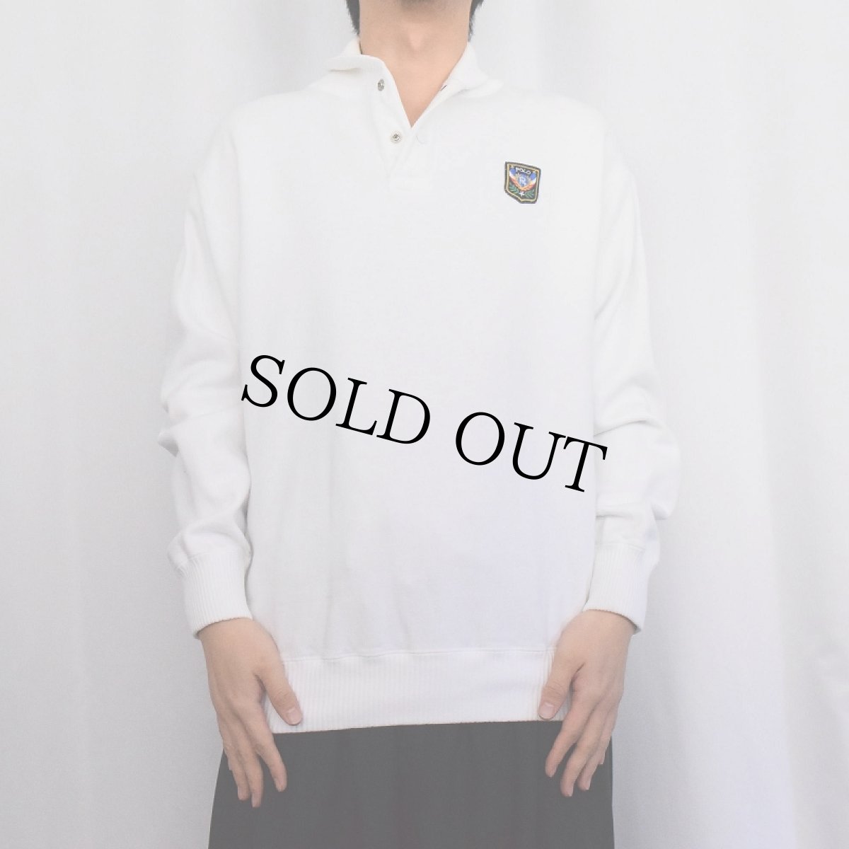 画像3: Ralph Lauren "UNI CREST PATCH" ハーフスナップスウェット M (3)