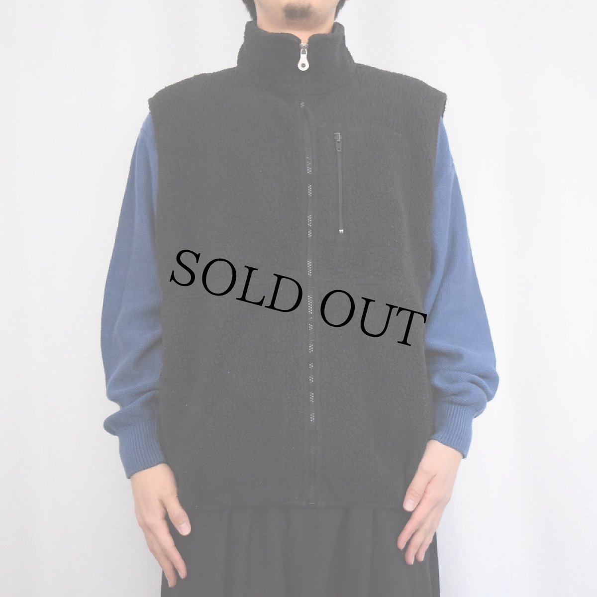 画像2: 90's LANDS'END USA製 POLARTEC フリースベスト BLACK XL (2)