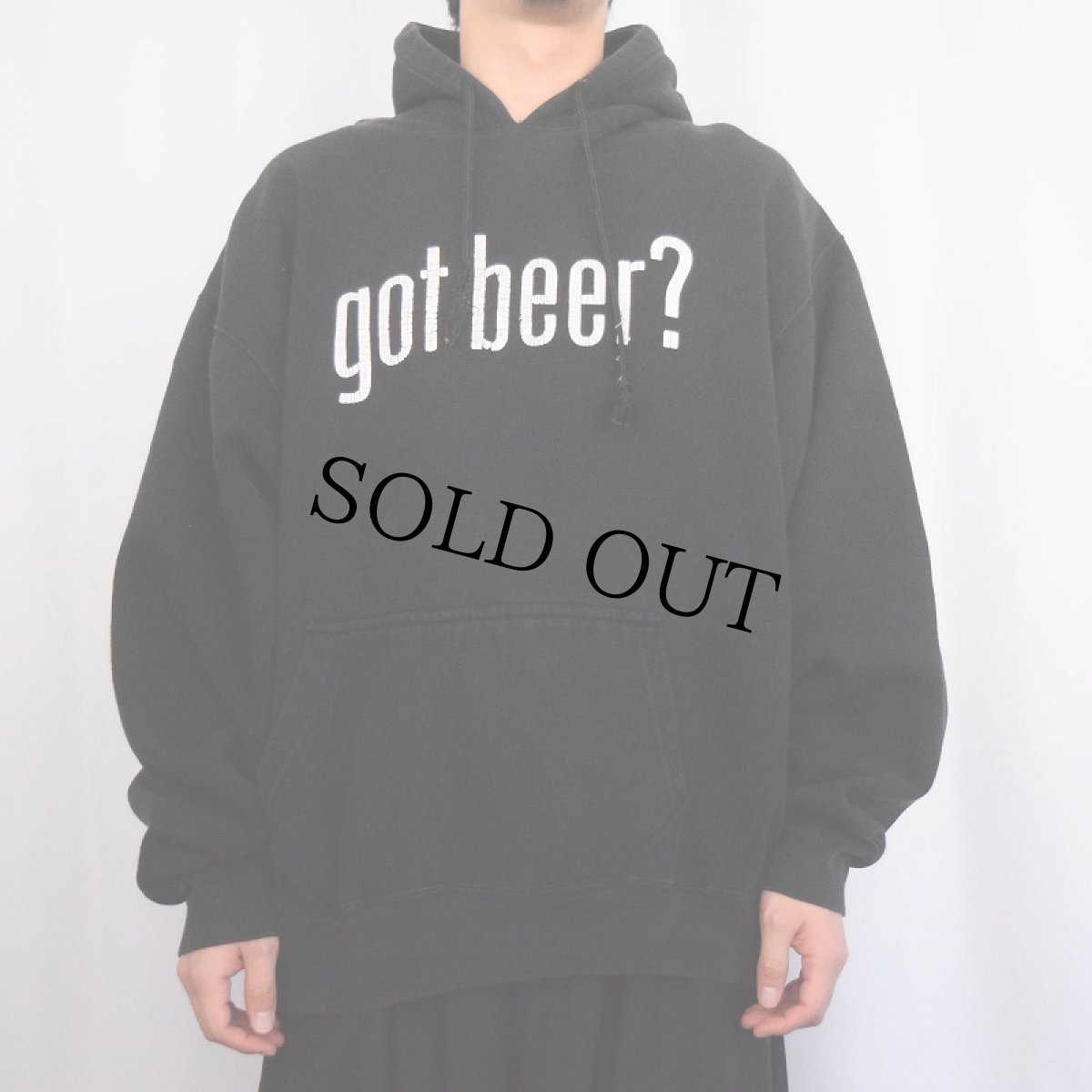 画像2: STEVE& BARRY'S "got beer?" パロディプリントスウェットフーディー BLACK L (2)