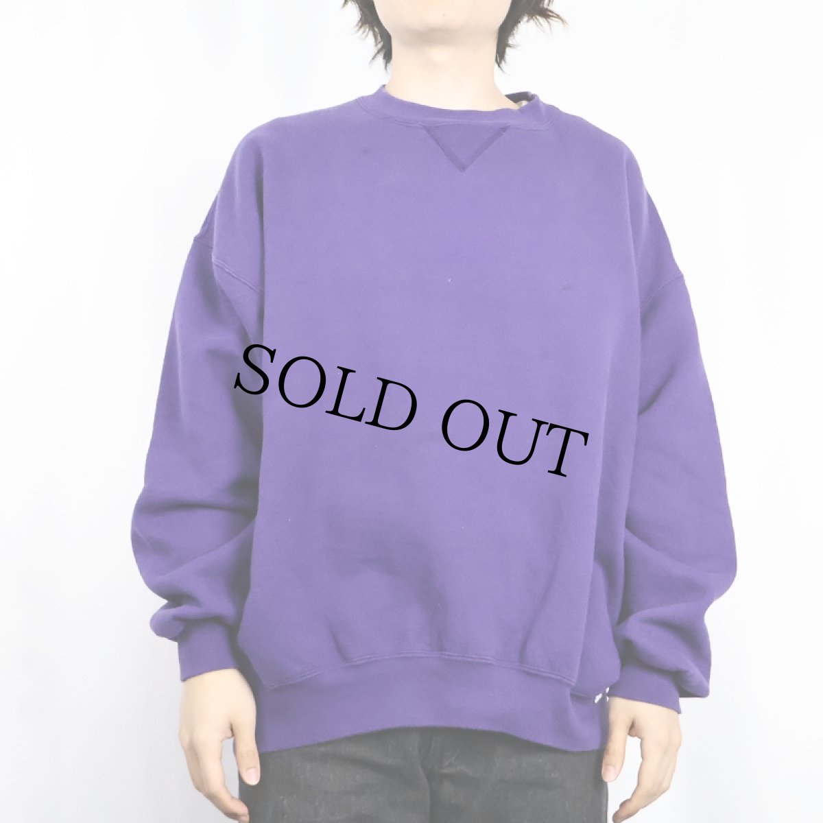 画像2: 90's RUSSELL ATHLETIC USA製 前V 無地スウェット XXL (2)