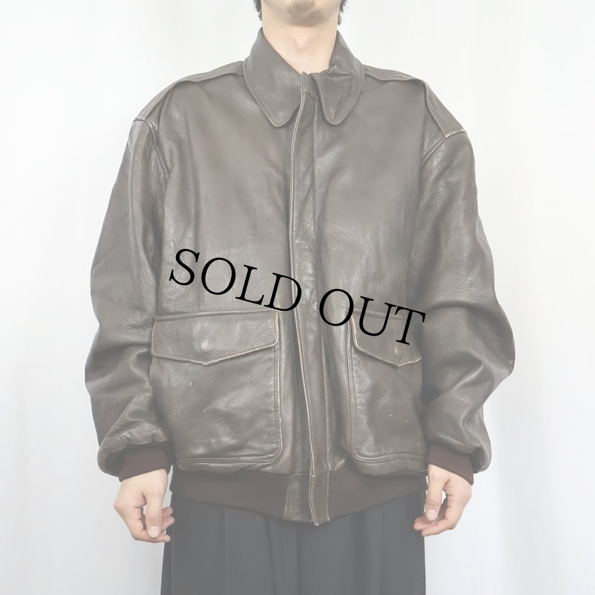 画像2: 80's〜 L.L.Bean USA製 "A-2 TYPE" レザーフライトジャケット XL (2)