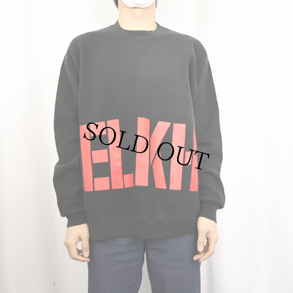 画像3: 80's RUSSELL ATHLETIC USA製 前V "ELKHORN" 巻プリントスウェット BLACK XL (3)