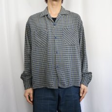 画像2: 60's Town Topic チェック柄 オープンカラーシャツ L (2)