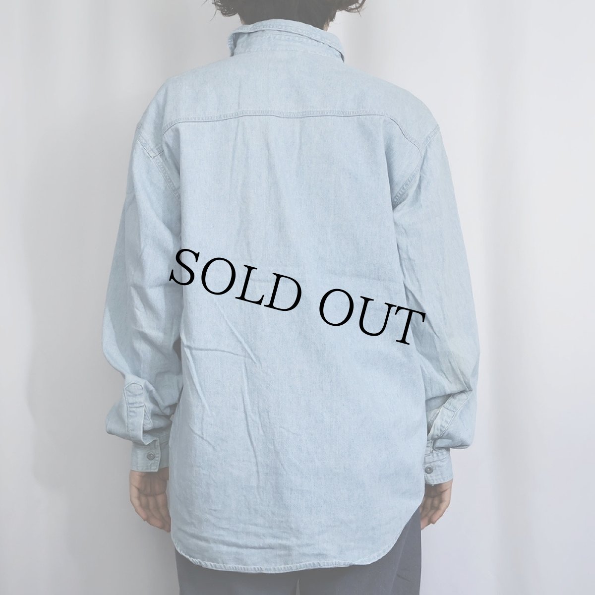 画像3: 90's GAP USA製 ロゴ刺繍 デニムシャツ S (3)