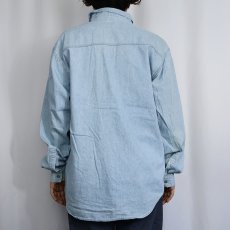 画像3: 90's GAP USA製 ロゴ刺繍 デニムシャツ S (3)