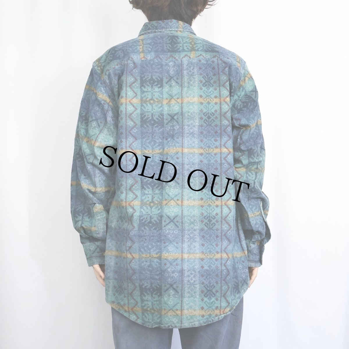 画像3: 90's L.L.Bean USA製 総柄 シャモアクロス ボタンダウンシャツ L (3)