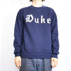 画像2: 90's RUSSELL ATHLETIC USA製 前V "Duke" プリントスウェット NAVY M (2)