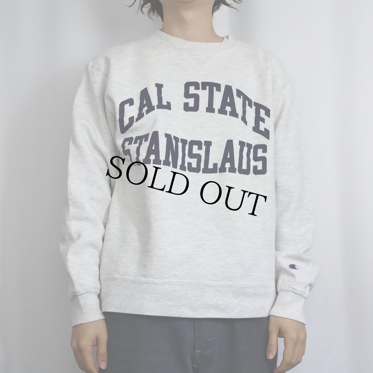 画像2: 80〜90's Champion USA製 青刺繍タグ 後期 前V "CAL STATE STANISLAUS" プリントスウェット XL (2)