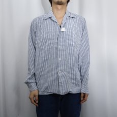 画像2: 60's Hathaway チェック柄 コットンオープンカラーシャツ M (2)