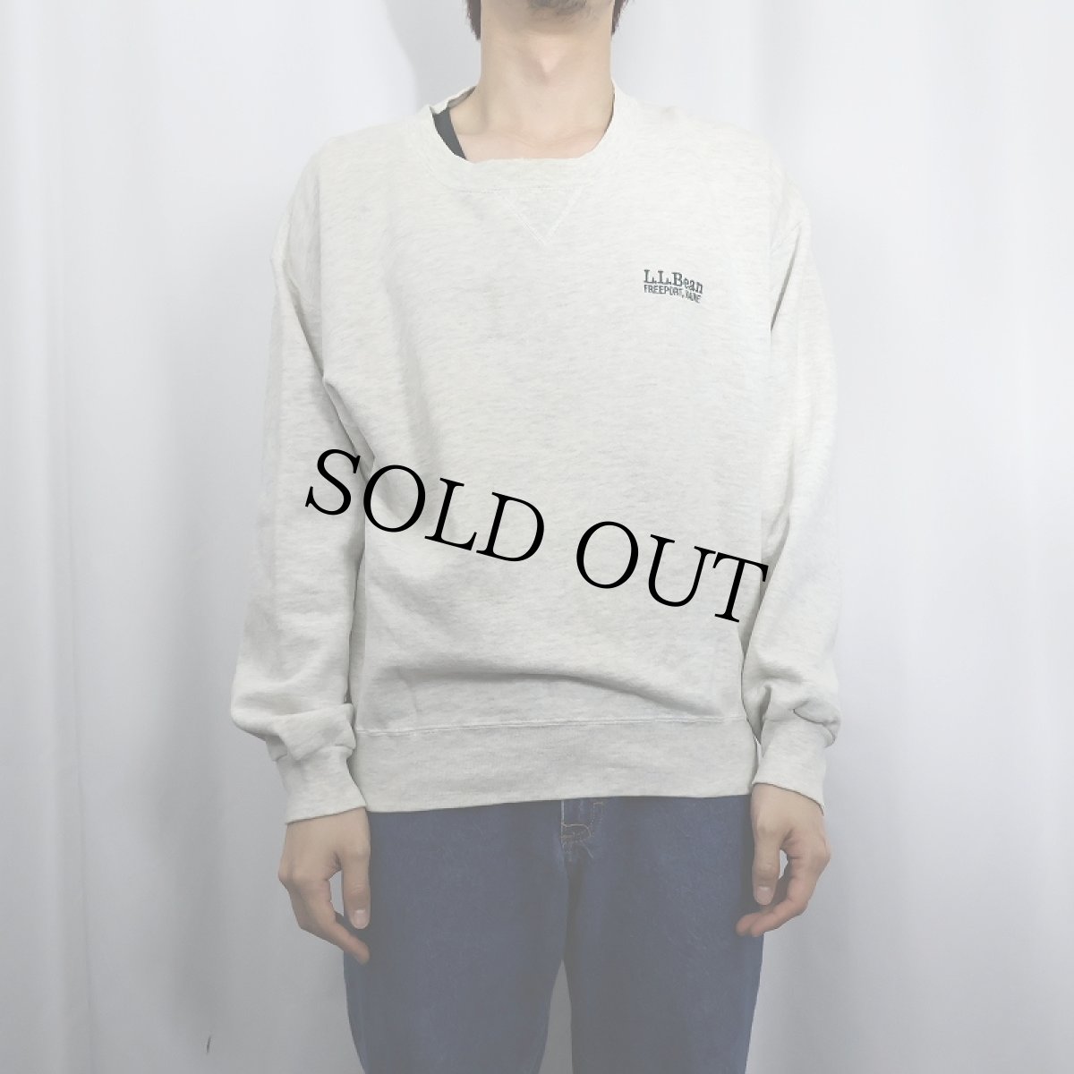 画像2: 90's L.L.Bean by RUSSELL ATHLETIC USA製 前V ロゴ刺繍 スウェット M (2)