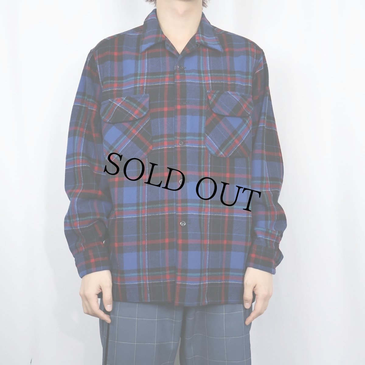 画像3: 90's PENDLETON チェック柄 ウールシャツ L (3)