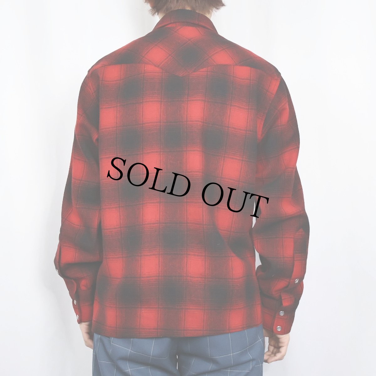 画像3: 70's PENDLETON USA製 オンブレーチェック柄 ウールウエスタンシャツ M (3)