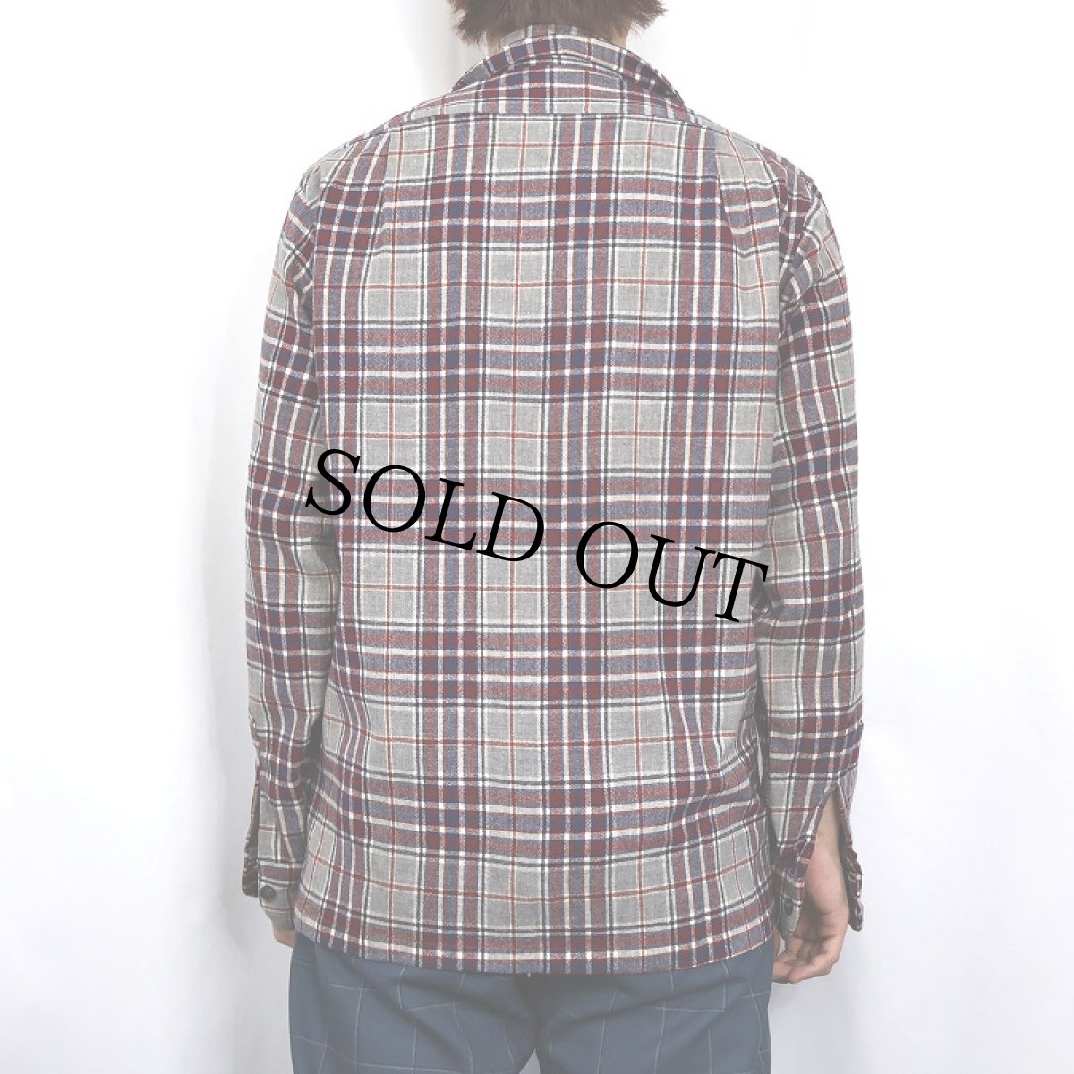 画像3: 70's PENDLETON USA製 チェック柄 ウールオープンカラーシャツ S (3)