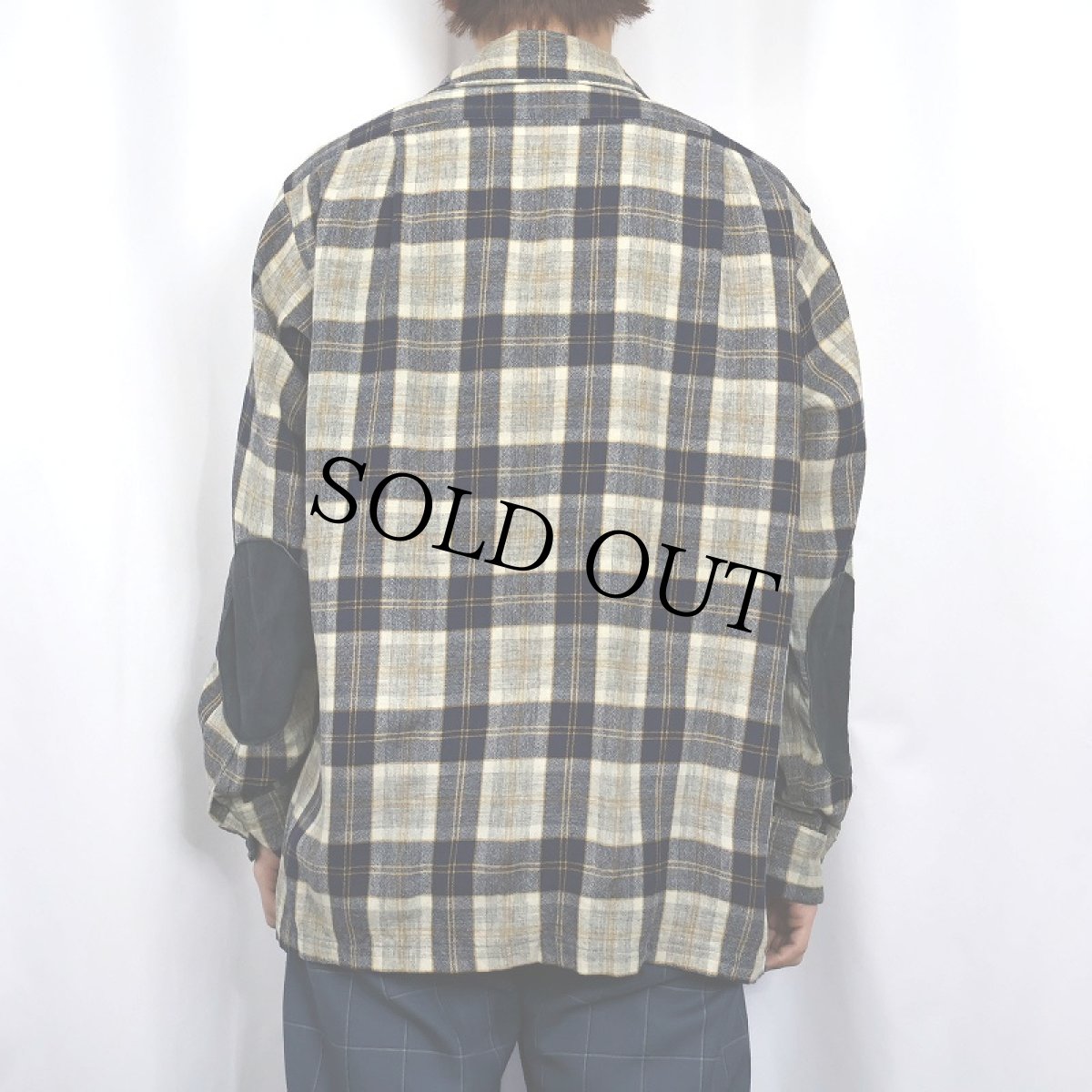 画像3: 70's PENDLETON USA製 チェック柄 エルボーパッチ付き ウールオープンカラーシャツ L (3)