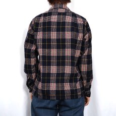 画像3: 60's PENDLETON チェック柄 ウールオープンカラーシャツ NAVY S (3)