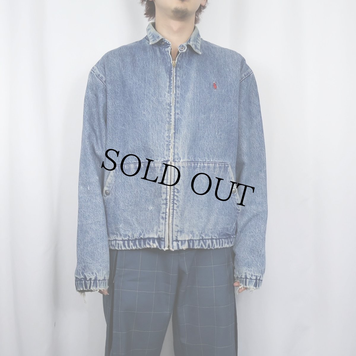 画像2: 80's POLO Ralph Lauren USA製 ロゴ刺繍 デニムスイングトップ M (2)