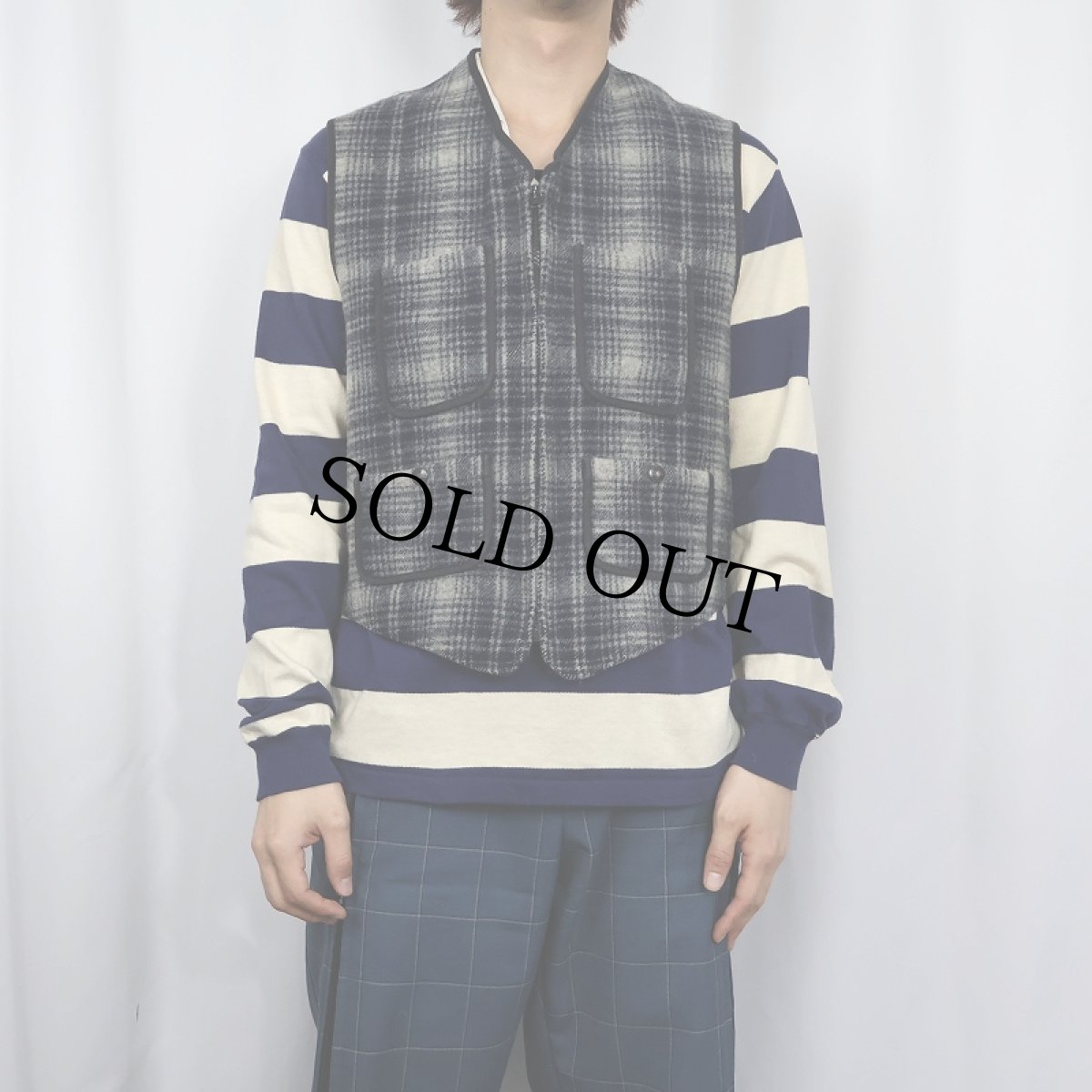 画像3: 80's L.L.Bean USA製 チェック柄 ウールベスト M (3)