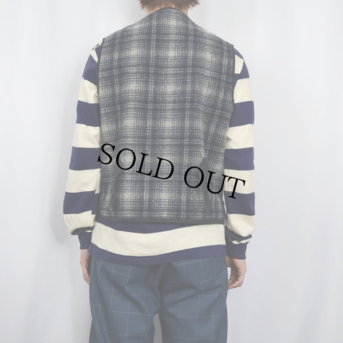 画像4: 80's L.L.Bean USA製 チェック柄 ウールベスト M (4)