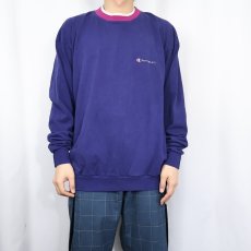 画像2: 80〜90's Champion USA製 青刺繍タグ 後期 ロゴ刺繍 レイヤードデザインロンT XL (2)