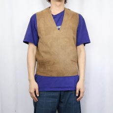 画像3: VINTAGE スエード切り替え ニットベスト  (3)