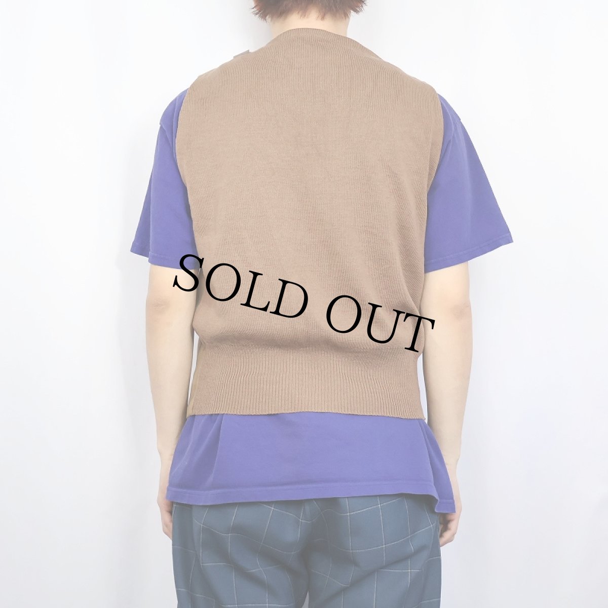 画像4: VINTAGE スエード切り替え ニットベスト (4)